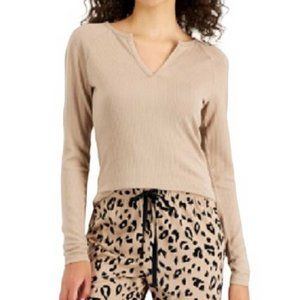 JENNI Soft Rib Knit Split Neck Lounge/Sleep Top
